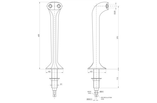 Colonna per Spillatura Completa a 2 Vie - Modello Cobra Dorato