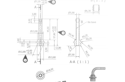 Nipplo curvo in acciaio inox Aisi 316