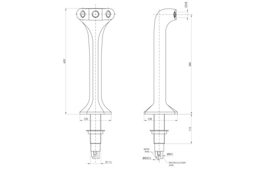 Colonna in Ottone Cromato, a 3 Vie, per Spillatore Professionale