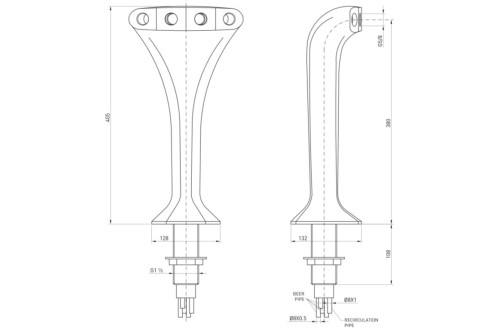 Colonna per Spillatore a 4 Vie, Modello Cobra, in Ottone Cromato