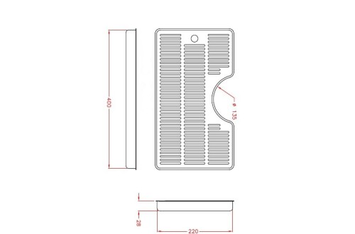 Raccogligocce 40x22 cm., Ø 130 - in Acciaio Inox